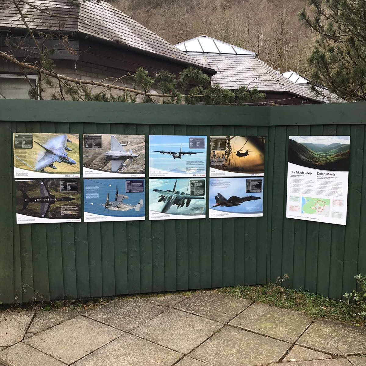 Corris Craft Centre outdoor seating area used as a Mach Loop aircraft viewing platform, fully accessible, Corris, mid Wales